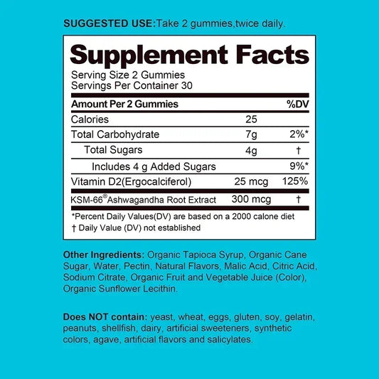 Ashwagandha Gummies - Enhances Energy, Help Recover Strength & Endurance, Relax, Promote Metabolism, Improve Sleep