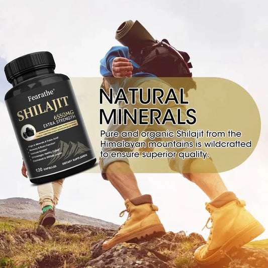 6550MG Natural Shilajit Fulvic Acid Mineral Supplement for Immune Health, Metabolism, Brain Function and Overall Physical Health