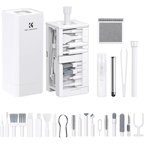 Keyboard & Laptop Cleaning Kit Computer, Screen & Electronic Cleaner with Brushes, Cloths & Tools for MacBook, iPad, iPhone, Earbuds & Camera