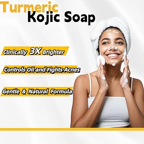 Kojic Acid & Turmeric Brightening Soap – Dark Spot Remover with Vitamin C, Retinol & Lemon Oil