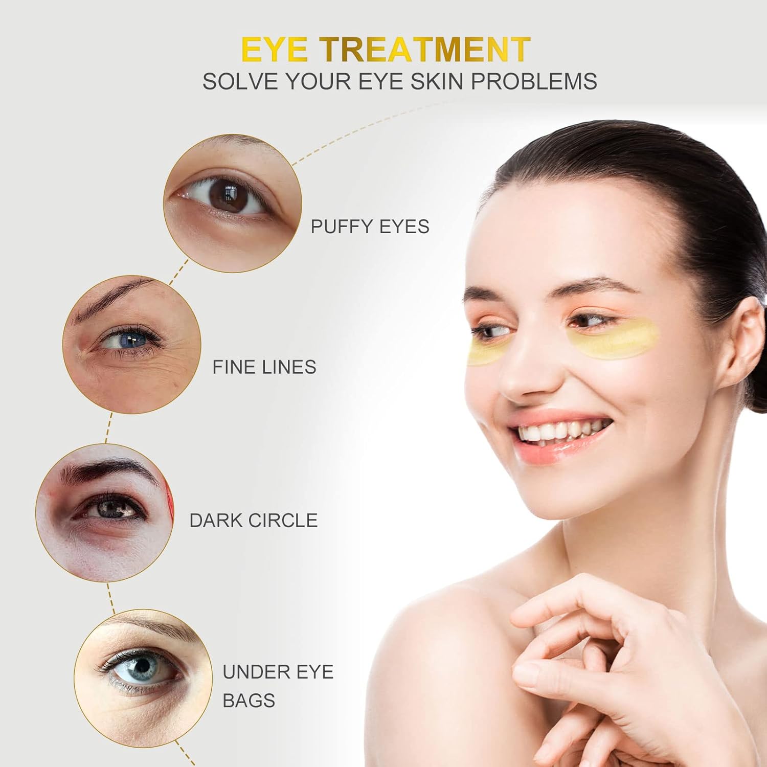 Anti-Aging Collagen & Hyaluronic Acid Eye Masks for Dark Circles, Puffiness & Wrinkles