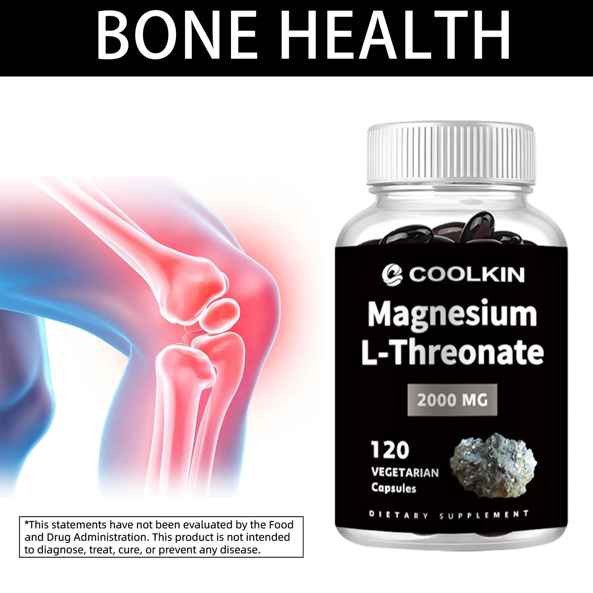 Magnesium L-Threonate - Promotes Brain Health, Enhances Memory and Concentration, and Improves Sleep Quality - 120 Capsules