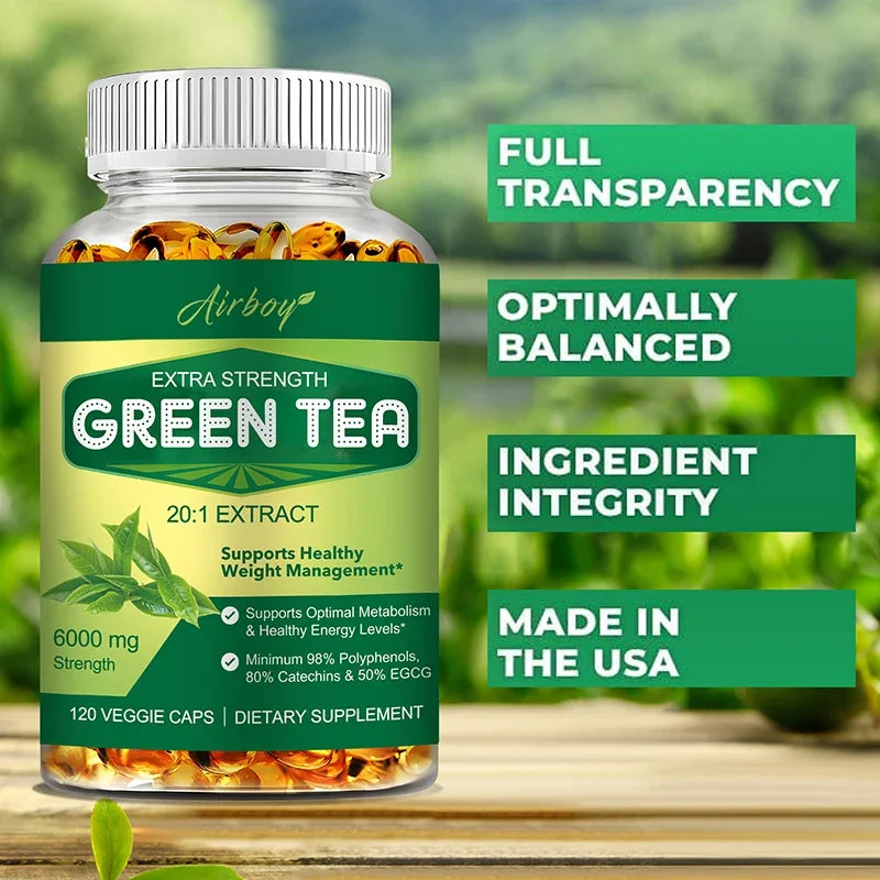 Green Tea Capsules - Provide Energy, Promote Metabolism, Weight Management, Antioxidation