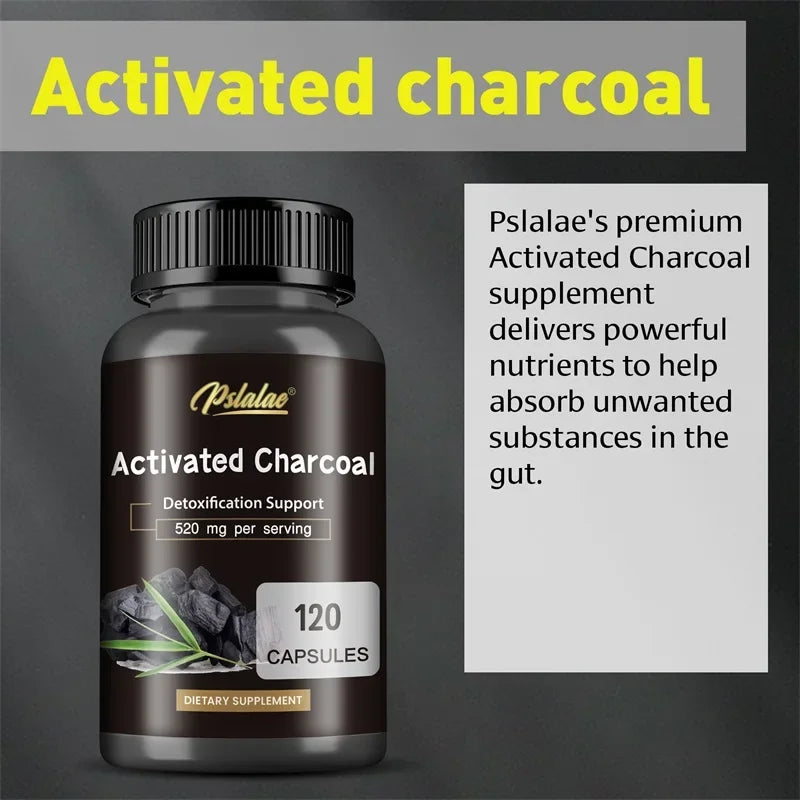 Activated Charcoal Capsules - Colon Cleansing Detoxifier Supports Normal Bowel Function Relieves Bloating Speeds Up Metabolism