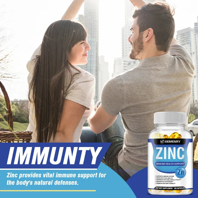 Zinc Capsules Support The Body's Immune Defense 120 Vegan Capsules Non-GMO, Gluten-Free