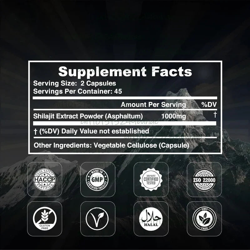 Himalaya Shilajit Capsule Original High in Trace Minerals& Fulvic Acid for Energy,Muscle Strength&Immunity, Endurance for Adult