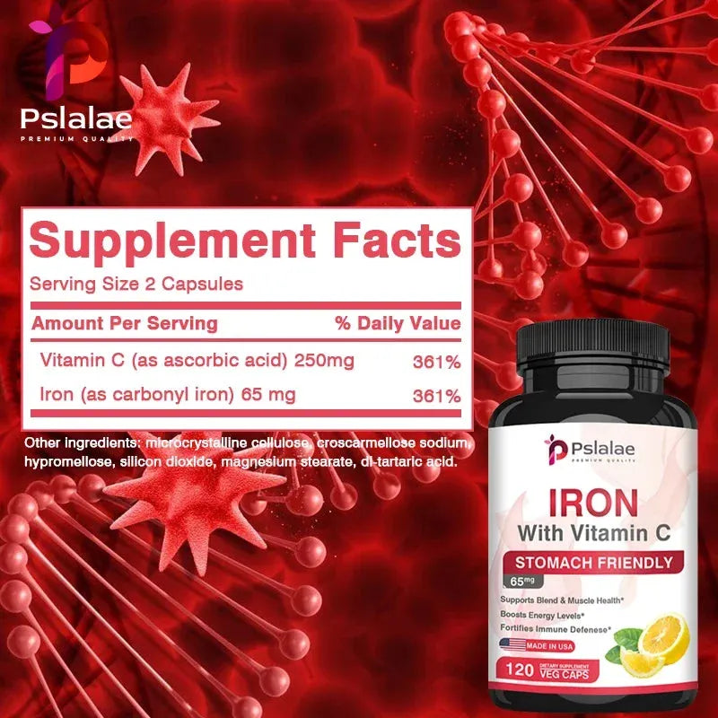Iron and Vitamin C Supplements - Increase Energy, Improve Focus, and Improve Immune Function