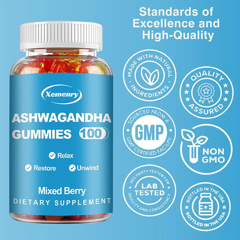 Ashwagandha Gummies - Enhances Energy, Help Recover Strength & Endurance, Relax, Promote Metabolism,  Improve Sleep