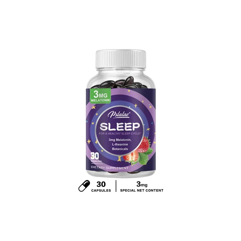 Melatonin & L-Theanine Capsules Contains 3 Mg Sleep Support Helps Calm Mind and Mind for Better, Longer Sleep Non-GMO