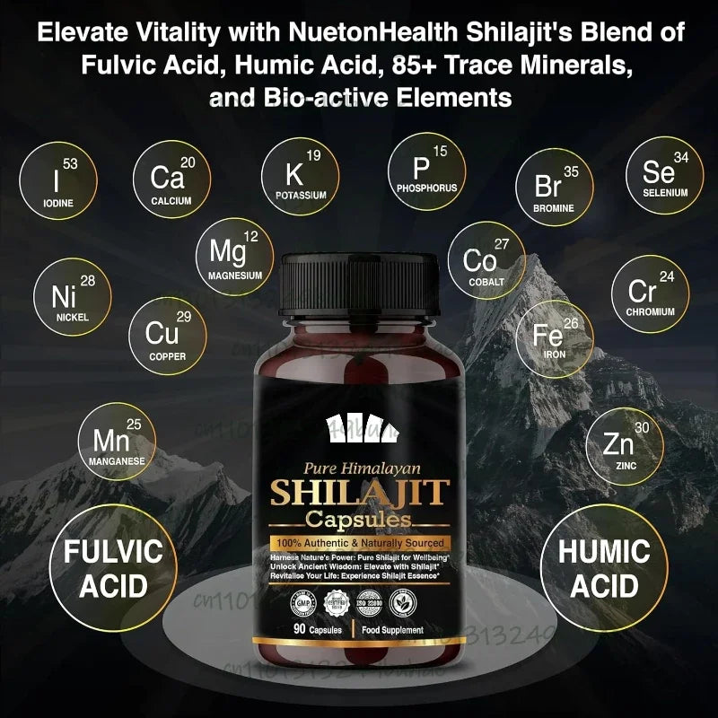 Himalaya Shilajit Capsule Original High in Trace Minerals& Fulvic Acid for Energy,Muscle Strength&Immunity, Endurance for Adult