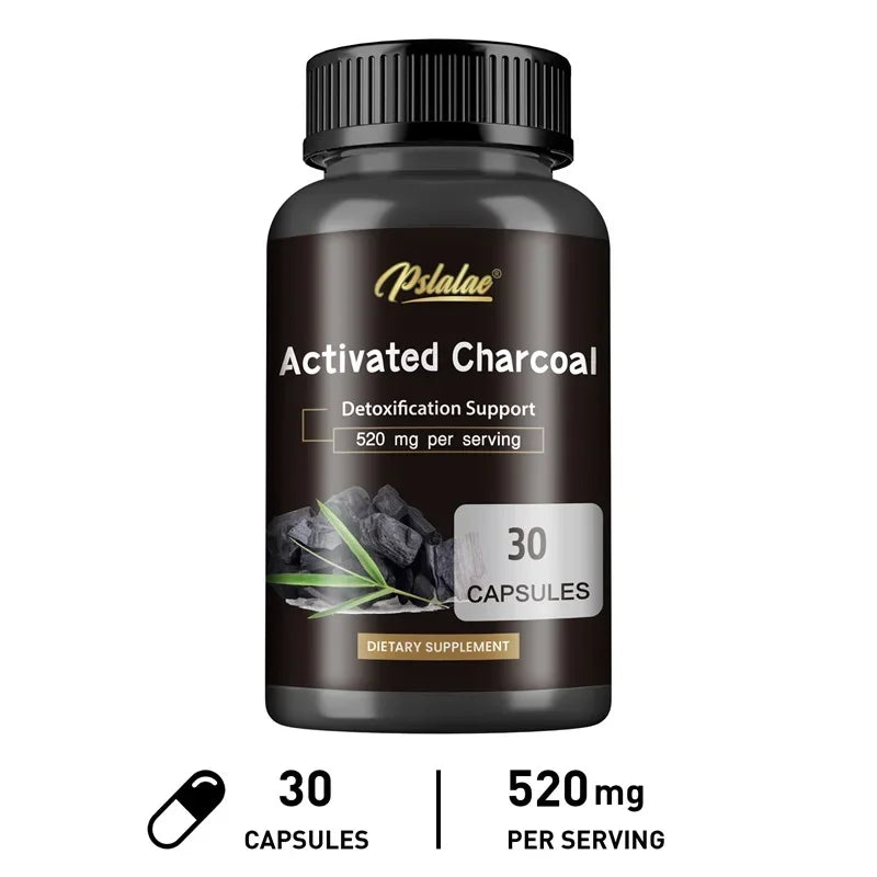 Activated Charcoal Capsules - Colon Cleansing Detoxifier Supports Normal Bowel Function Relieves Bloating Speeds Up Metabolism