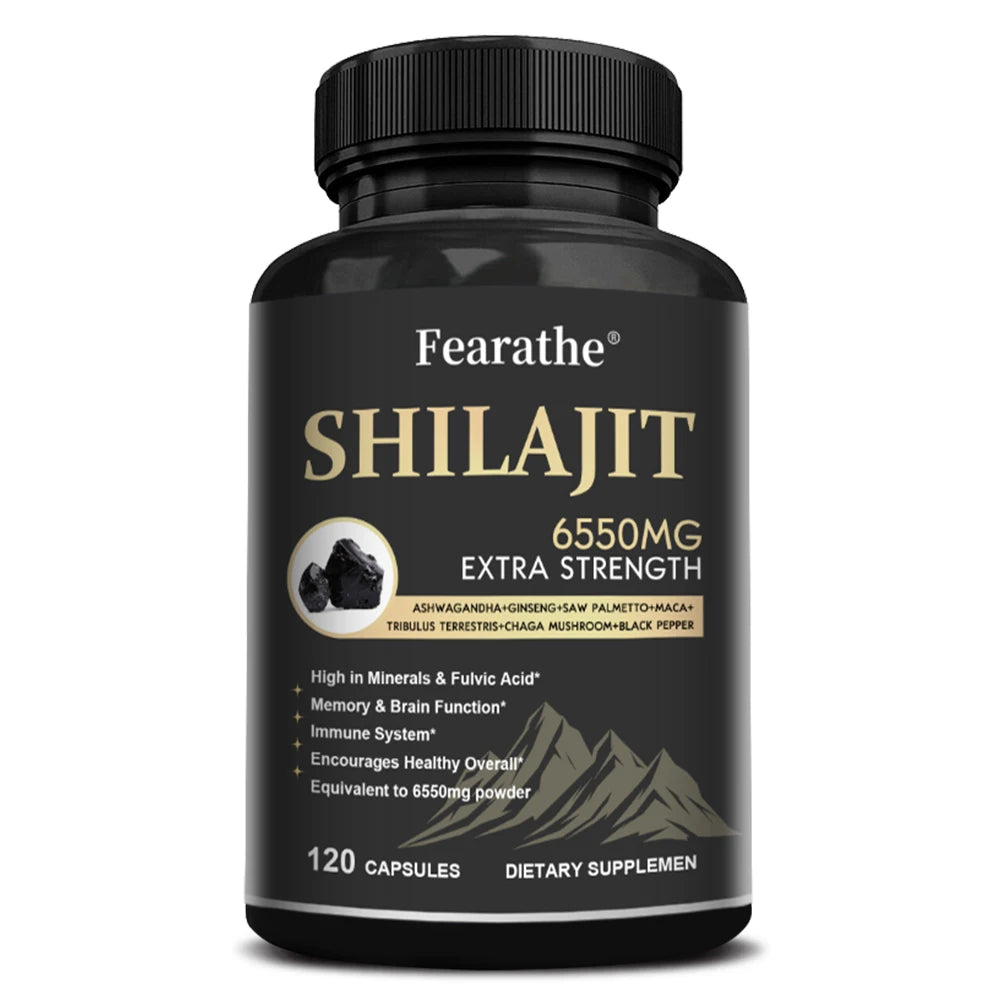 6550MG Natural Shilajit Fulvic Acid Mineral Supplement for Immune Health, Metabolism, Brain Function and Overall Physical Health