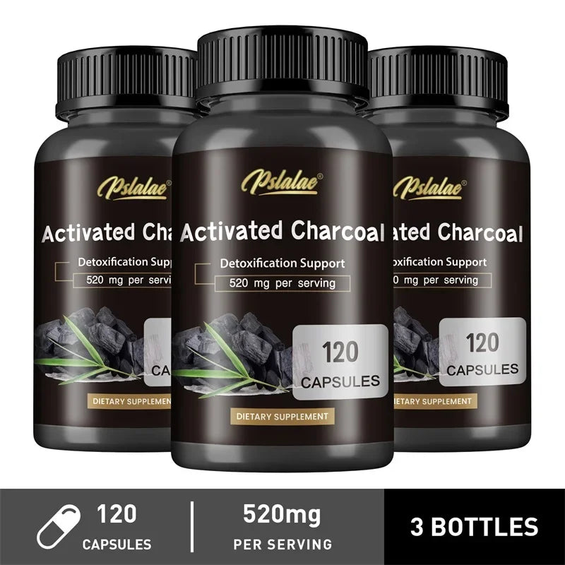 Activated Charcoal Capsules - Colon Cleansing Detoxifier Supports Normal Bowel Function Relieves Bloating Speeds Up Metabolism