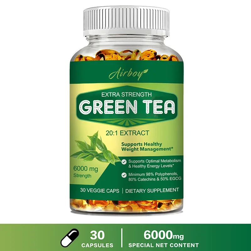 Green Tea Capsules - Provide Energy, Promote Metabolism, Weight Management, Antioxidation