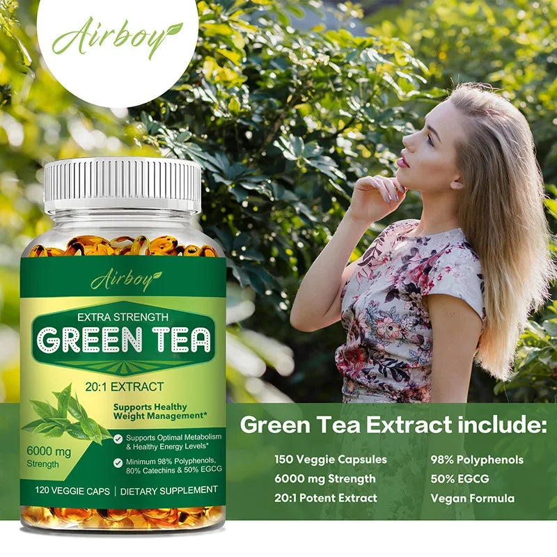 Green Tea Capsules - Provide Energy, Promote Metabolism, Weight Management, Antioxidation