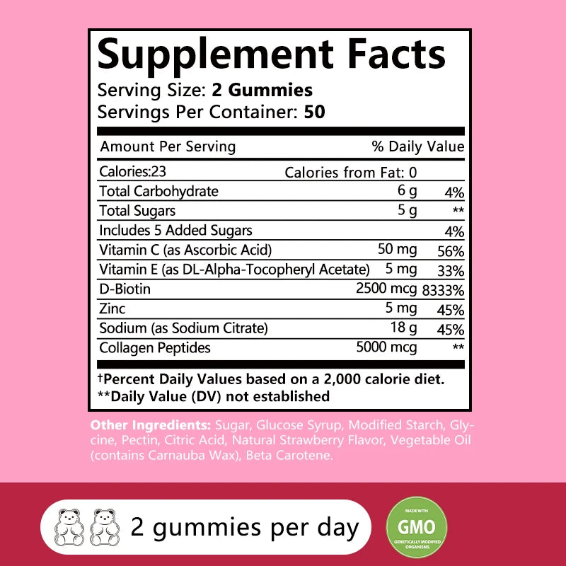 Collagen Gummies - with Biotin, Vitamin C - Supports Healthy Hair, Skin and Nails