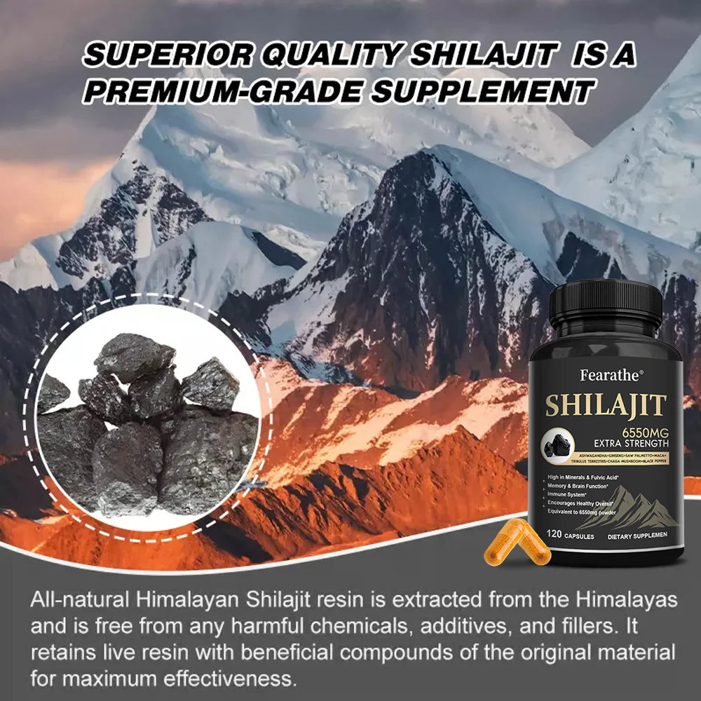 6550MG Natural Shilajit Fulvic Acid Mineral Supplement for Immune Health, Metabolism, Brain Function and Overall Physical Health