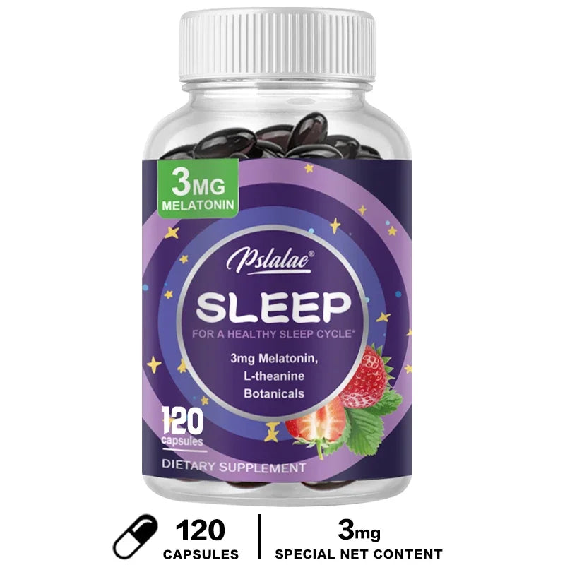 Melatonin & L-Theanine Capsules Contains 3 Mg Sleep Support Helps Calm Mind and Mind for Better, Longer Sleep Non-GMO