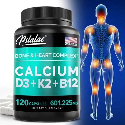 Calcium 600 Mg, Vitamin D3 K2 B12 Supplement - Provides Heart, Bone and Immune Support for Women and Men
