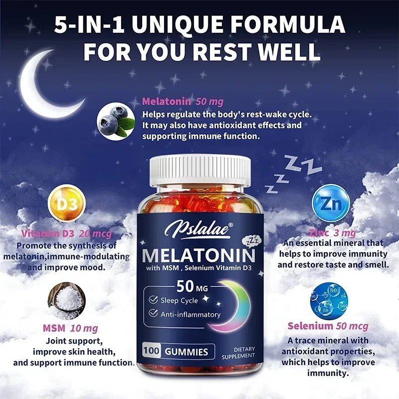 Melatonin Gummies - Improve Sleep Quality and Support Deep Sleep, Relaxation During Sleep, Promotes Falling Asleep Quickly