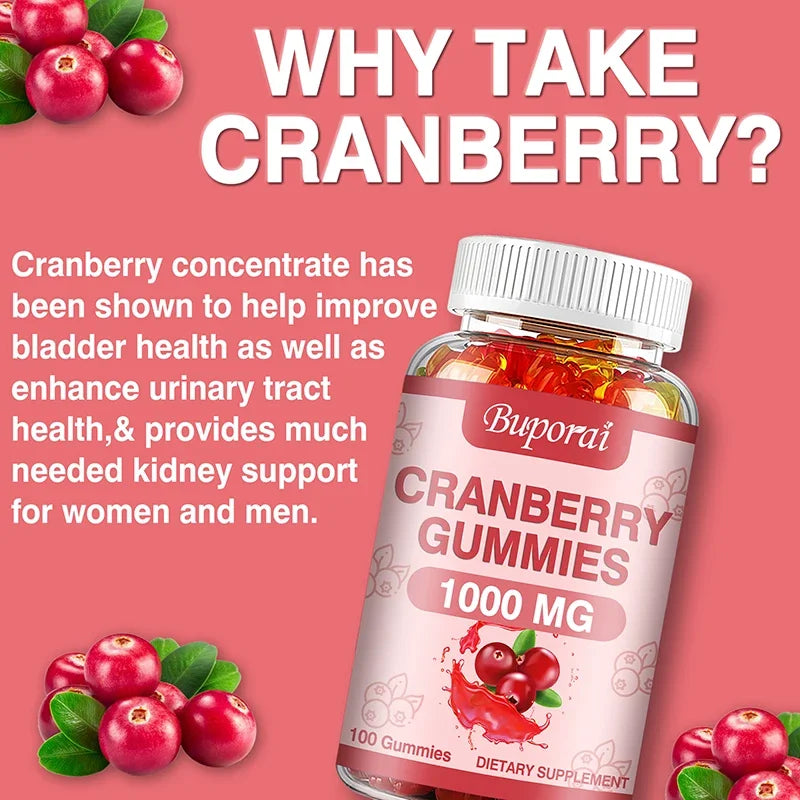 Cranberry Gummies - Supports Urinary Tract, Kidney, Bladder Health, Immune Support, Antioxidant