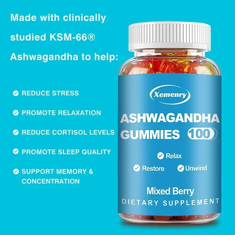 Ashwagandha Gummies - Enhances Energy, Help Recover Strength & Endurance, Relax, Promote Metabolism,  Improve Sleep