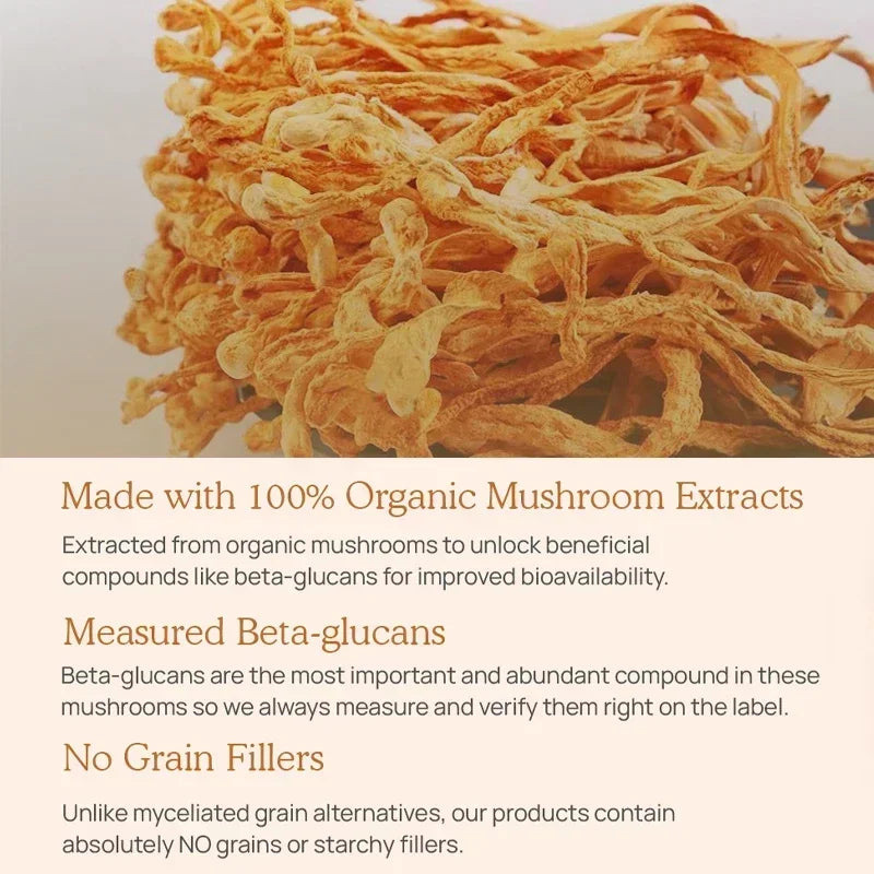 Cordyceps Capsules - Contains Organic Cordyceps Militaris To Support Immune Health, Boost Energy and Maintain Vitality, Non-GMO