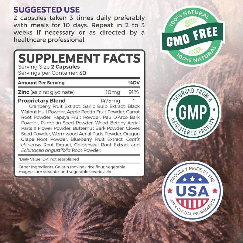 Intestinal Cleanse Capsules - with Wormwood, Black Walnut, Goldenseal - Supports Intestinal Health and Promotes Bowel Regularity