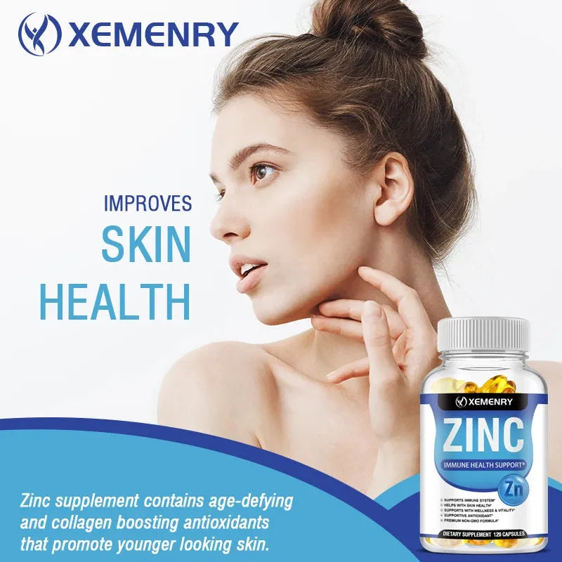 Zinc Capsules Support The Body's Immune Defense 120 Vegan Capsules Non-GMO, Gluten-Free