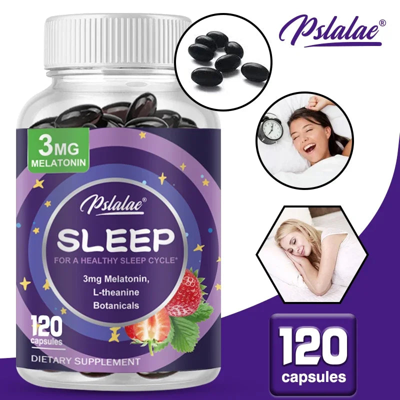 Melatonin & L-Theanine Capsules Contains 3 Mg Sleep Support Helps Calm Mind and Mind for Better, Longer Sleep Non-GMO