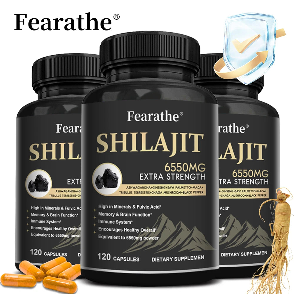 6550MG Natural Shilajit Fulvic Acid Mineral Supplement for Immune Health, Metabolism, Brain Function and Overall Physical Health