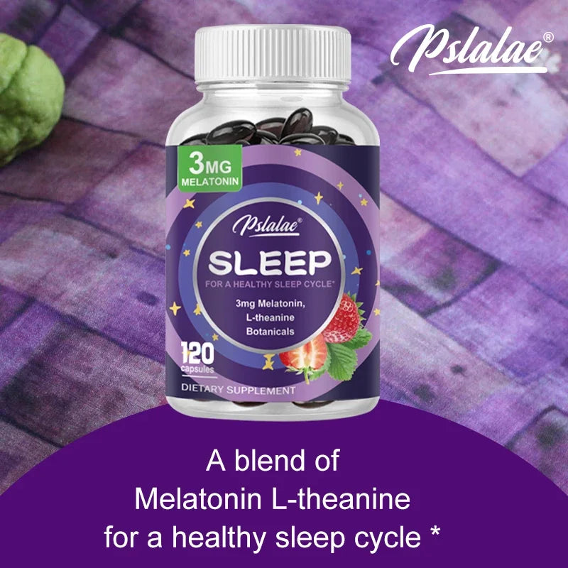 Melatonin & L-Theanine Capsules Contains 3 Mg Sleep Support Helps Calm Mind and Mind for Better, Longer Sleep Non-GMO