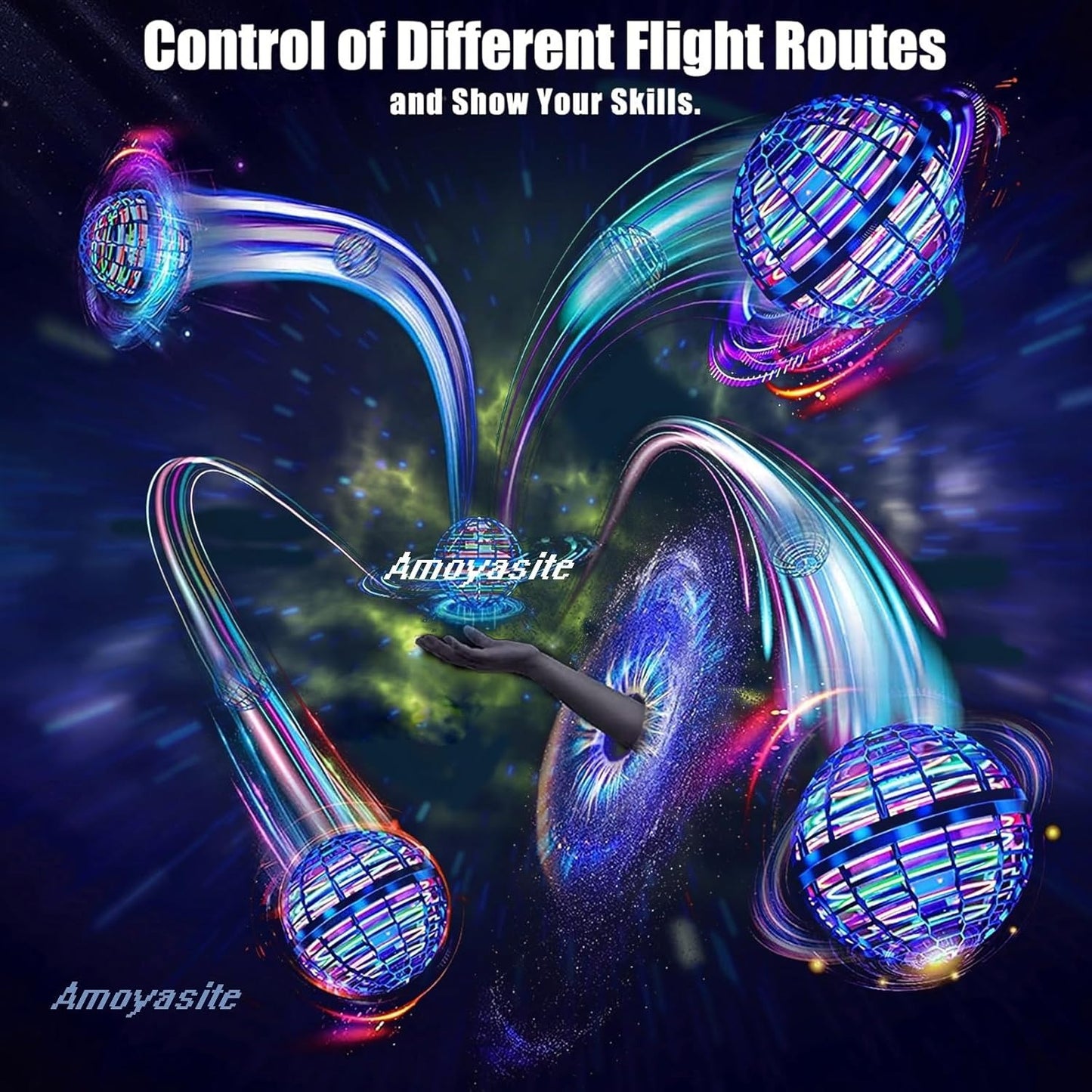 GlowFly Hover Ball - Hand-Controlled LED Drone with Boomerang Effect