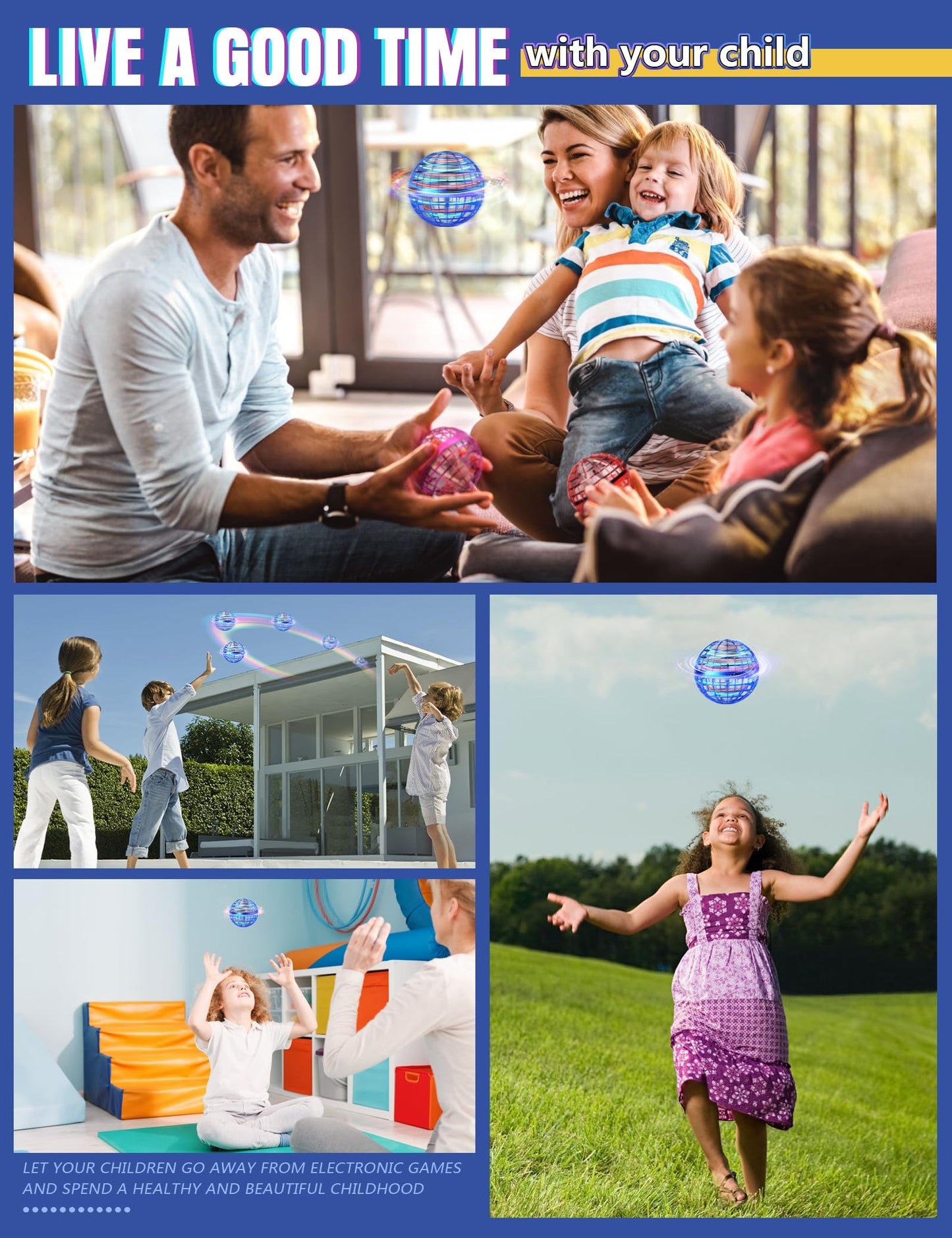 GlowFly Hover Ball - Hand-Controlled LED Drone with Boomerang Effect